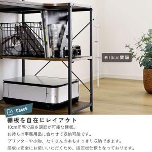 棚付きL型デスク (幅115cm ウォールナッ...の詳細画像5