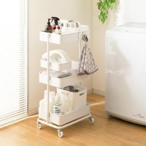 ランドリー収納 回転バスケット付き トロリレギュラー3点セット ホワイト ニトリ