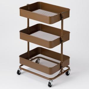 ネット特別色 3段とも高さ調節ができるキッチンワゴン コンパクト (ダークブラウン)スチールワゴン トロリ4 ニトリ