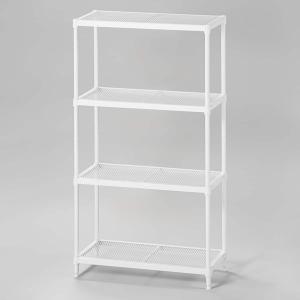 (幅65cm) リビングに馴染んで連結もできるメッシュスチールラック (STメッシュ) 3段 ホワイト ニトリ