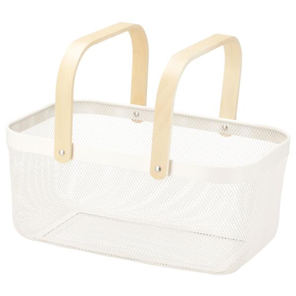 ハンドルバスケット(長方形 オフホワイト) ニトリ　デコホーム
