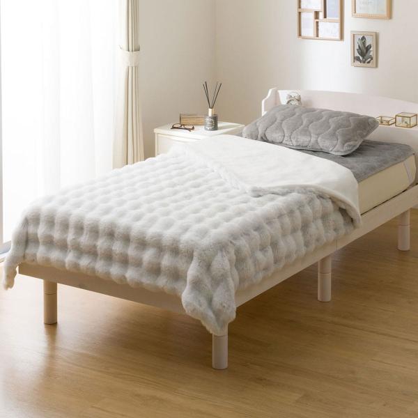 ぽこぽこ ２枚合わせ毛布 シングル(ポコポコタッチ A25 ホワイトグレー) ニトリ　デコホーム