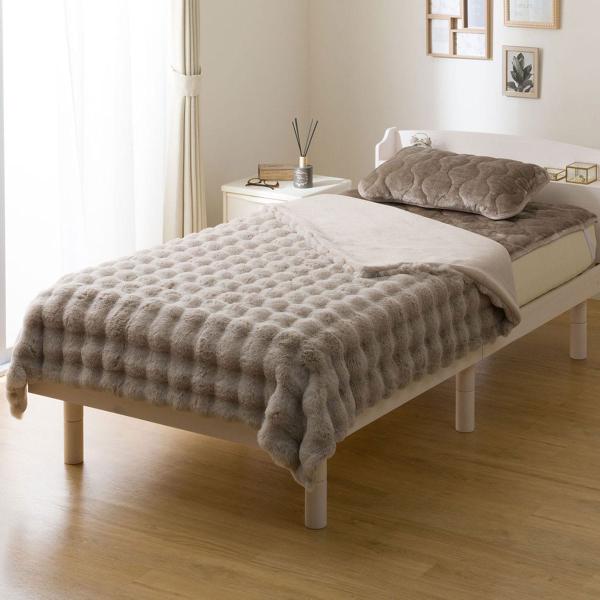 ぽこぽこ ２枚合わせ毛布 シングル(ポコポコタッチ A25 モカ) ニトリ　デコホーム