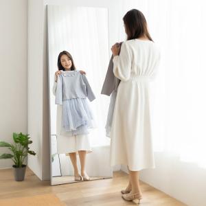 ニトリ 大型立掛けミラー(幅90×高さ180cm ダークブラウン) 鏡