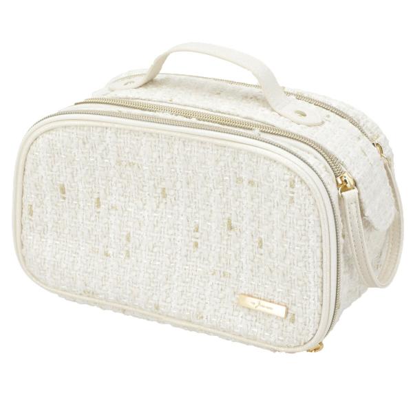 Wファスナーコスメバッグ(ホワイト TW NG09) デコホーム ニトリ