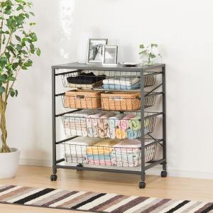 キャスター付き収納４段(BN074 BK) ニトリ