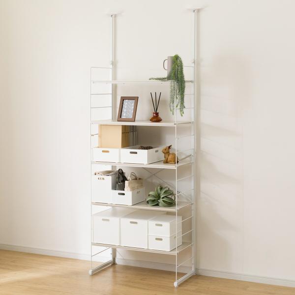 突っ張り壁面収納 Nポルダディープ2 (幅80cm NP01 ホワイトウォッシュ) ニトリ期間限定：...