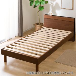 ブラウン ダブルベッド 引き出し付き　ニトリ　送料込 ニトリ ベッド ワイドダブルベッドフレーム（シエラスリムシェルフ