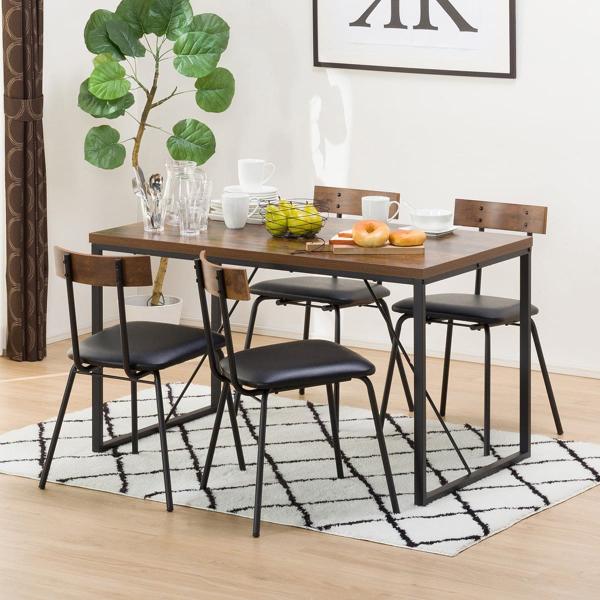 幅120 ダイニングテーブル5点セット(DTステイン120MBR/DCステインSDMBR) 4人 ニ...