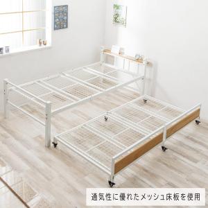 収納式の頑丈なスチール製親子ベッド (ホワイト...の詳細画像1