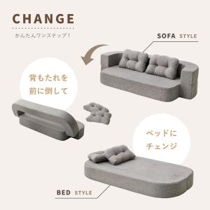 圧縮2WAYソファベッド 布張りタイプ (グレ...の詳細画像5