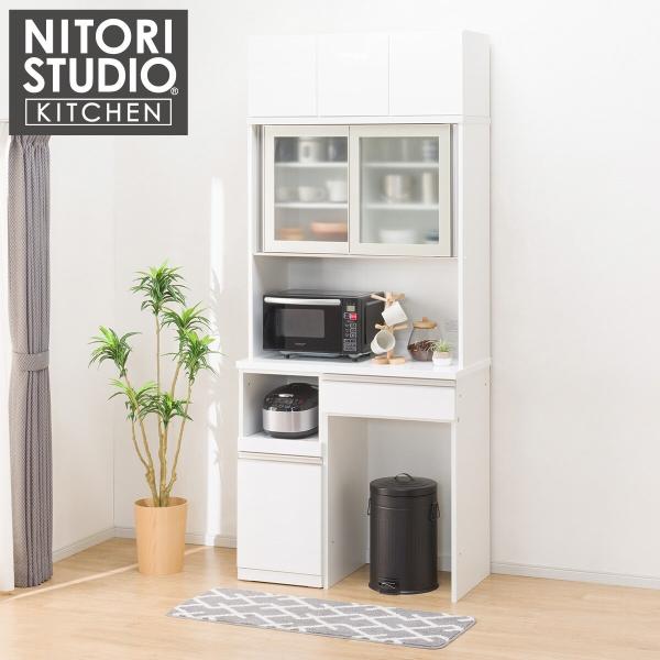 幅100cm キッチンボード(上置き付き リガーレ100KBハイタイプ WH)   ニトリ