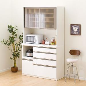 ニトリ 幅120cm 鏡面仕様のキッチンボード (幅120cmcm WH