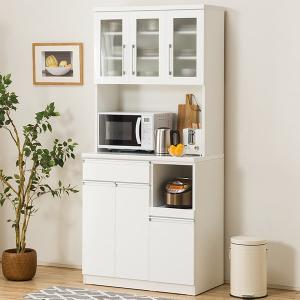 【ニトリ】ホワイト レンジボード 木製 ニトリ 幅90 キッチンボード(レジューム 90TG-H WH/90QH-R WH