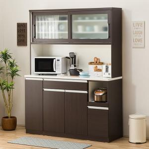 ニトリ（NITORI） 幅150cm 食器棚(レジューム 150AG-S DBR/150TL-R DBR