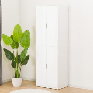 大容量 キッチンストッカー スリム 幅60cm ホワイト 木製 収納棚 扉