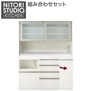【最終価格】ニトリ　リガーレ　ダイニングキッチンボード　上段　ホワイト 楽天市場】キッチンボード (上置き付き リガーレ100KBロータイプ