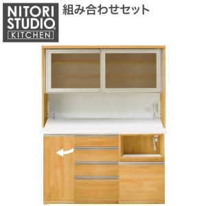 ニトリ（NITORI） 幅160cm 鏡面仕様のキッチンボード (幅159.5cm WH