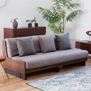ニトリ 3Way ベッドソファ ソファベッド　近場限定 ニトリ 3Way ベッドソファセット＋サイドラック付き(B2 MGY/LBR