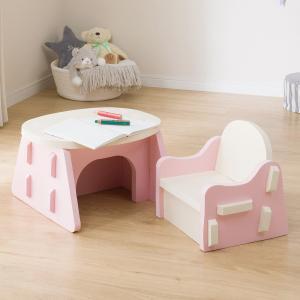 やわらか素材 ふわふわ キッズテーブルセット 抗菌付き(ピンク)