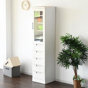 ニトリ（NITORI） スリムキャビネット（上部ガラス扉＋下部扉）幅