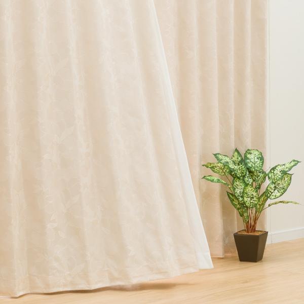 遮光2級・遮熱・裏地付きドレープカーテン(サシャBE 100X200X2) デコホーム ニトリ