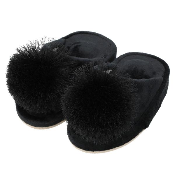 ダイエットスリッパ（ポンポンnSR02 BK） デコホーム ニトリ