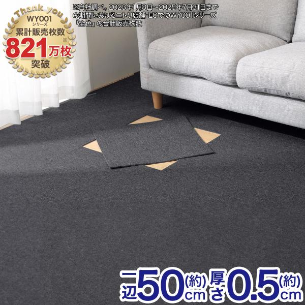 10帖　洗えるタイルカーペット　80枚セット　(WY001 DGY 50X50) ニトリ
