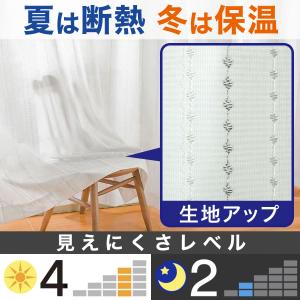 遮熱・ミラーレースカーテン(シズク ホワイト ...の詳細画像1