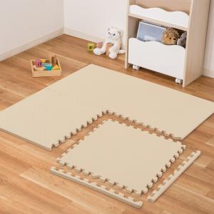 極厚2cm パズルマット 4枚 フチ付き 抗菌・裏面滑り止め(ライトブラウン PZ002 57×57cm) ニトリ