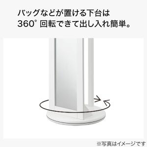 ハンガーラック付き 回転式スタンドミラー(ホワ...の詳細画像3