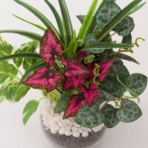 フェイクグリーン 寄せ植え ガラスポット(グリ...の詳細画像3