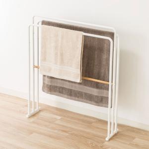 横から掛けやすい 3連バスタオルスタンド トレス(WH) ニトリ