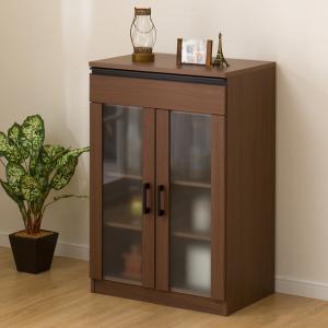 【美品】ニトリ　キャビネット　リズバレー　食器棚 ニトリ 幅60cm キャビネット(リズバレーSLM1260B) 食器棚 レンジ