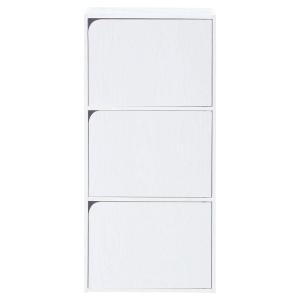 カラーボックス Nカラボ 3段扉付き(ホワイトウォッシュ) ニトリ