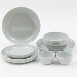 綺麗にスタッキングできるお皿　DAY Valueシリーズ　ライトグレー色5種10点セット