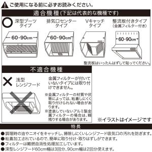 60/90cm深型レンジフード用 粘着フィルタ...の詳細画像3