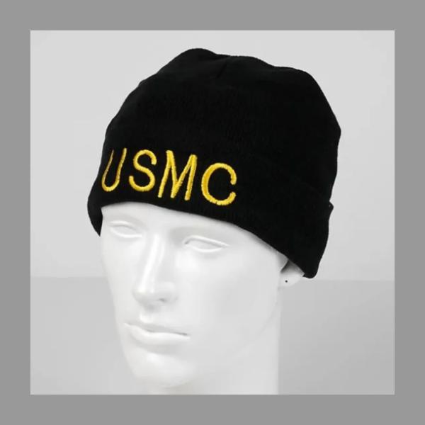 男女兼用　U.S.M.C. ブラック ウォッチキャップ 新品　ニット帽子　フリーサイズ　黒　米軍　ア...