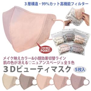 ３Dビューティマスク 3D 3層 不織布 立体 マスク ５枚入 使い捨て 小顔効果 血色カラー 肌の色が冴える かぜ 花粉 ほこり 個別包装 Beauty Mask｜nitto-netstore