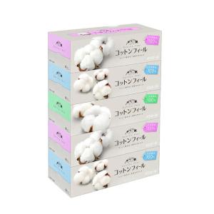 ティシュペーパー ティッシュ ティシュー ボックス エリエール コットン フィール ティシュ 1パック(5個入り) 10個  大王製紙｜nitto-netstore