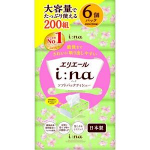 ティシュペーパー ティッシュ ティシュー エリエール イーナ ティシュー ソフトパック 200W 1パック(6個入り) 10個 大王製紙｜nitto-netstore