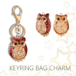 フクロウ バッグチャーム キーホルダー キラキラ 輝く ラインストーン
