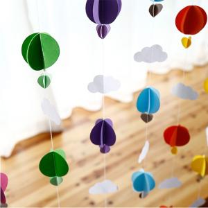 ガーランド 子供部屋 熱気球 壁飾り レインボ...の詳細画像4