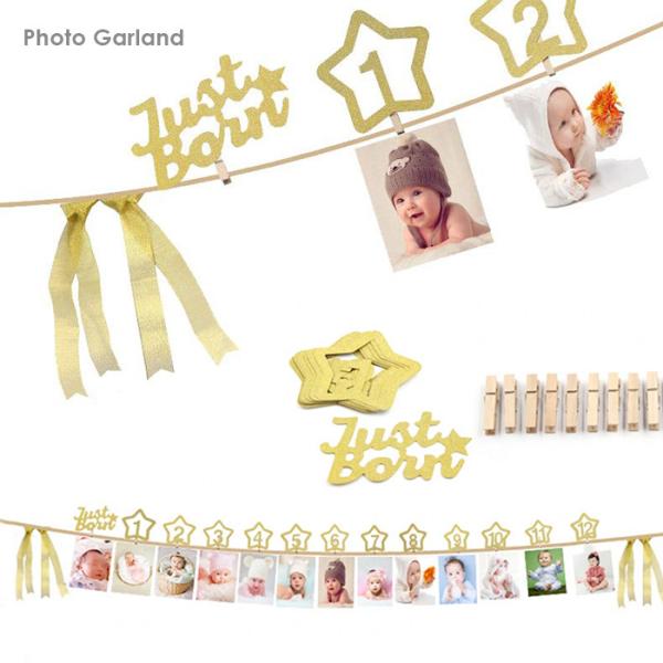 写真 ガーランド 1歳誕生日 クリップ式 ファーストバースデー デコレーション フォトガーランド お...