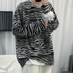 長袖tシャツ メンズ ゼブラ柄 秋服 総柄 ティーシャツ ロンＴ インナー トップス オシャレ｜niuniutop