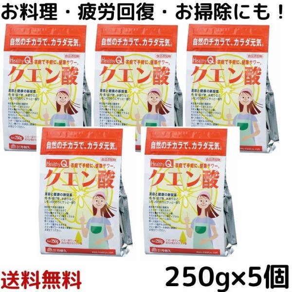 クエン酸 250g 5個 ドリンク 疲労回復 食用 無水クエン酸 除菌 消臭 無添加 風呂 トイレ ...