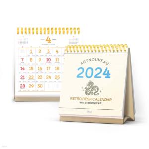 2024年 カレンダー 韓国版『アール・ヌーヴォー レトロ ARTNOUVEAU RETRO 卓上カレンダー 180*180』（祝日は韓国の祝日表示）｜niyantarose
