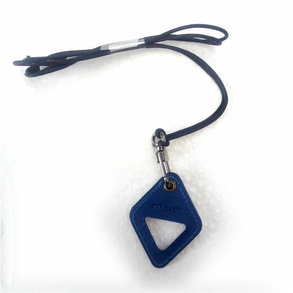 サングラス・めがねストラップ ホルダー ネックレス　ハンドメイド 天然皮ペンダント　ブルー