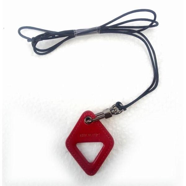 サングラス・めがねストラップ ホルダー ネックレス　ハンドメイド 天然皮ペンダント　レッド