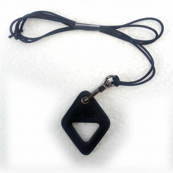 サングラス・めがねストラップ ホルダー ネックレス　ハンドメイド 天然皮ペンダント　ブラック